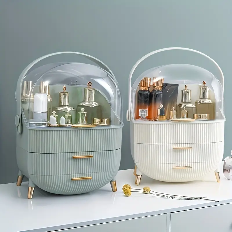 Light Luxury Cosmetic Storage Box, Desktop Skincare Organizer, Household Makeup Storage Cabinet for Vanity, Multilayer Storage