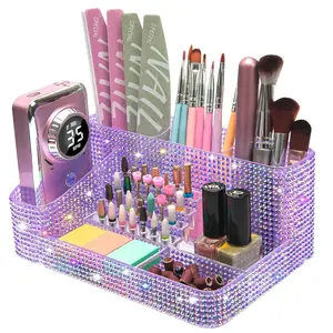 Holder, 28 Holes Drill Bit Holder for Nails, Professional Nail Tool Organizer, Nail Desk Organizer for Nail Tech, Nail Salon DIY Use - Diamond Purple (Not Including Nail Drill Set)