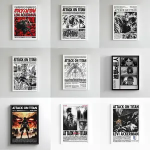 Attack On Titan Poster Levi Ackerman Epic Battle Wall Art Manga Style Prints for Anime Fans Collection Unframed Decorative Ornaments Room Artistic Photo