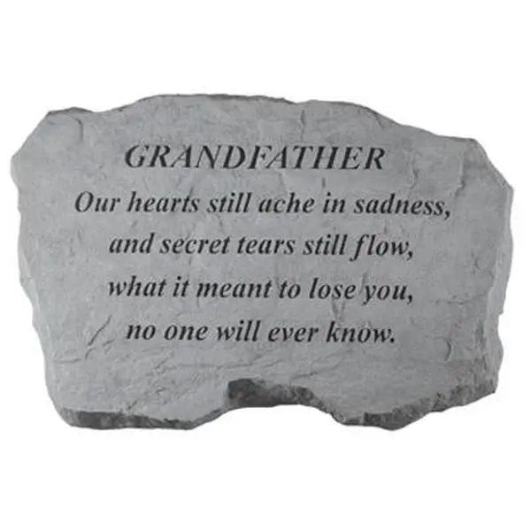 212 MAIN Engraved Rectangular Outdoor Stone Memorial Plaque - Weatherproof Wall-Mount Family Tribute by Kay Berry Inc. 98920, Grandfather "Our Hearts Still Ache In Sadness" Garden Accessories, 16in x 10.5in x 1.5in, Hangar Cast Into The Back