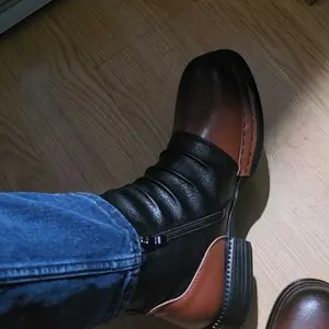 Men's New High-top Casual Leather Shoes Fashionable Versatile Boots Two-tone Personality Trendy Casual Shoes Four Seasons SpringStatements