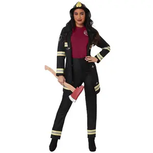 Plus Size Women's Black Firefighter Costume
