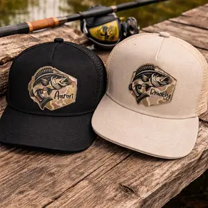 Custom Fishing Name Hat, Personalized Bass Fishing Trucker Cap, Kids Fishing Hat with Name Patch, Angler Gift for Boys, Outdoor Fishing Snapback, Custom Fisherman Cap