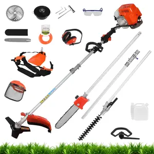 6 in 1 Lawn Mower, 52CC Gas Weed Trimmer, Cordless Hedge Trimmer, 2-Stroke Brush Cutter, Handheld Chainsaw Hedge Pruner