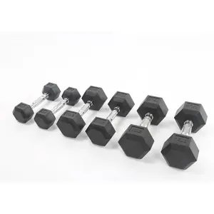90 Lb Set(Pair of 10, 15, 20)PVC Hex Dumbbell Set: Cast Iron Core, Anti-Roll & Knurled Handle for Home Gym