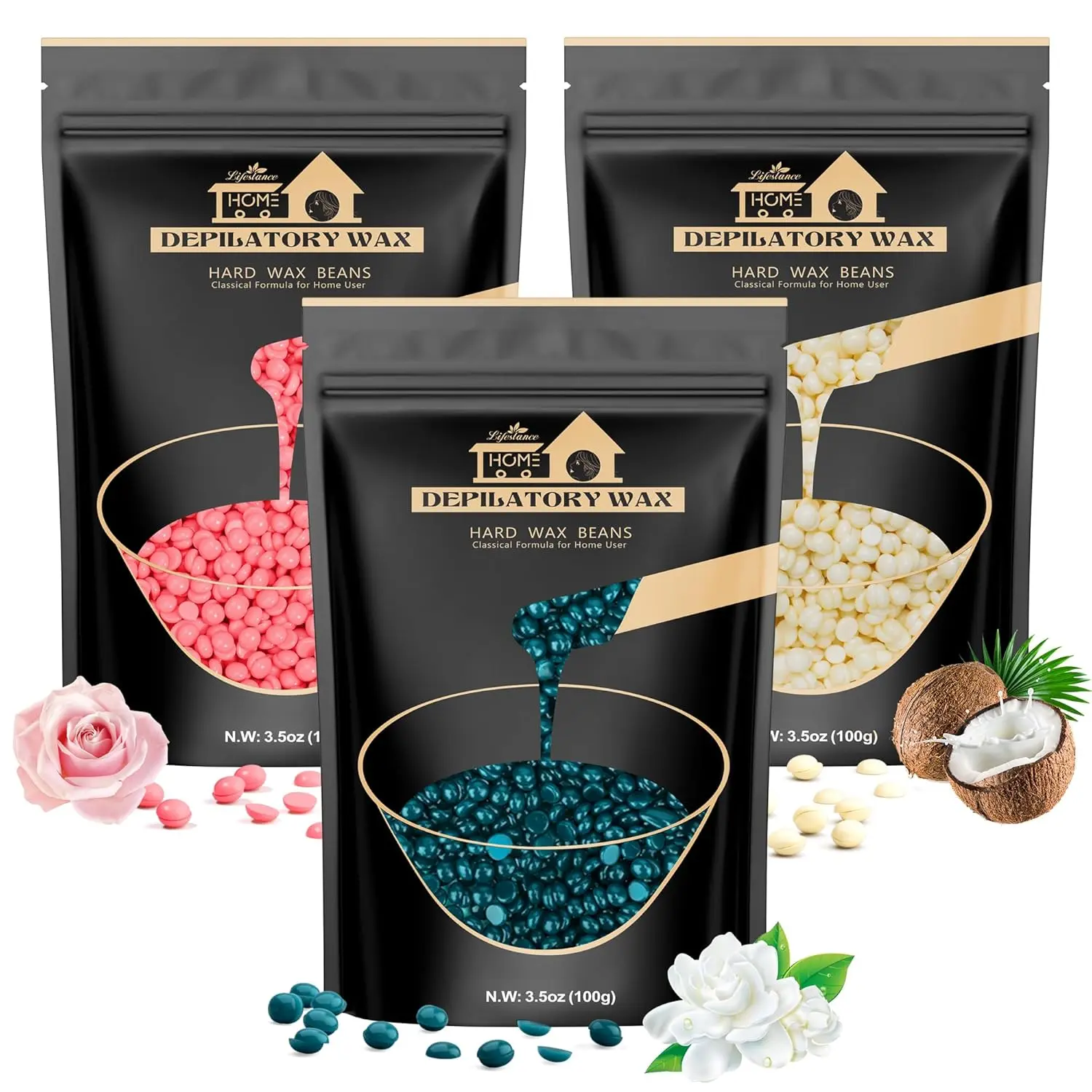 Lifestance Brazilian Bikini Wax Beads - 300g Hard Wax for Hair Removal on Face, Body, Legs - Pearl Beads for Wax Warmers
