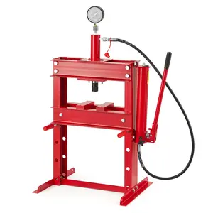 GARVEE 10T Hydraulic Press, 10 Ton H-Frame Garage Hydraulic Shop Press with Pressure Gauge, Adjustable Hydraulic Press with Plates, Red