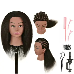 Real 100% Human Hair Mannequin Head with Stand for Hairdresser Practice Braiding Styling Cosmetology Manikin Doll Training Head