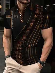 Ethnic geometric totem  vintage and individual men's short-sleeved polo shirt