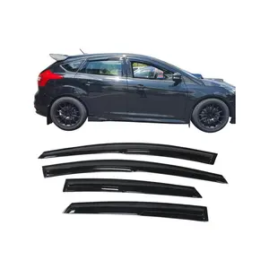 4PCS Window Visors Fit For 2012-2018  Fords' Focus Both 4-Door Sedan And 5-Door Hatchback,Acrylic Smoke/Tinted Tape-On Auto Car Window Visors Vent Shade Rain Sun Wind Deflector Guard