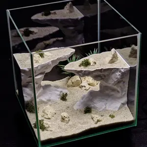 3D Printed Aquarium Rock Cave Decorations Ornament, No Assembly Required, Realistic Habitat for Reptiles, Small Fish, Aquatic Pets, Tank Accessories