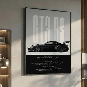 Collector's Edition 911 GT3 RS Poster Set – Modern Solid Wood Wall Art for Garage, Office, & Luxurious Living Spaces, Sport-Themed Decor