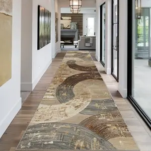 Abstract Curve Pattern Long Runner Rug, Anti-Slip Wear-Resistant Washable Carpet, Soft Comfort for Hallway Kitchen Dining Room Balcony Study Corridor Living Room Bedroom Bedside Abstract Rugs, Boho Runner Rug