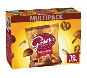 Gardetto's Original Recipe Snack Mix, Crunchy Breadsticks, Pretzels & Roasted Rye Chips, Kosher Snacks Multipack, 10 Single-Serve Bags, Individually Wrapped Party & Family Pack, 17.5 oz Bulk Box