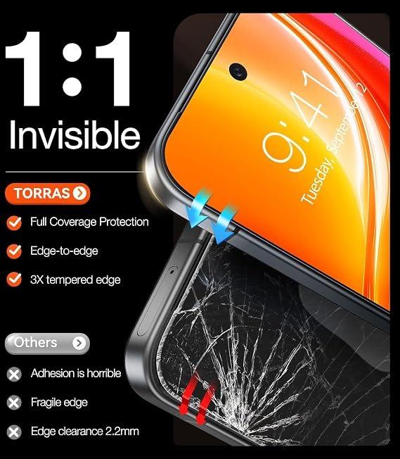 TORRAS for Google Pixel 11 Pro/11/10 Pro/10/9 Pro/9 Screen Protector 2-Pack | 12FT Military-Grade Protection, 9H+ Aerospace Glass, 0.3s Fingerprint Unlock, 1-Pull Bubble-Free Install, HD Clear