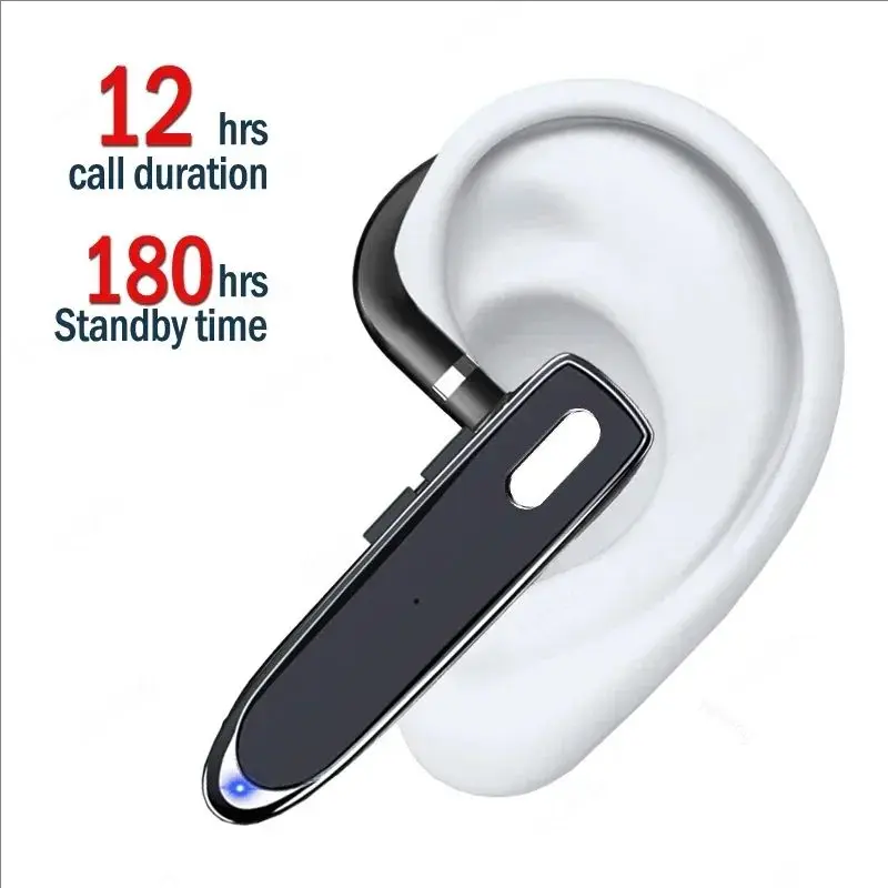 Wireless Bluetooth Single-Ear Business Headphones Wireless, In-Ear Electronic Audio Earbud with Microphone, ENC Noise Cancellation, Call Control, 90Hz, 20kHz, 100-Hour Standby Time for Truck Drivers, Work Use