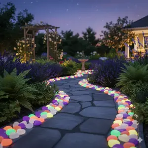 Glow in the Dark Stones 1200PCS - Vibrant Multi-Color Luminous Pebbles for Garden Pathways Outdoor Landscaping Yard Decor