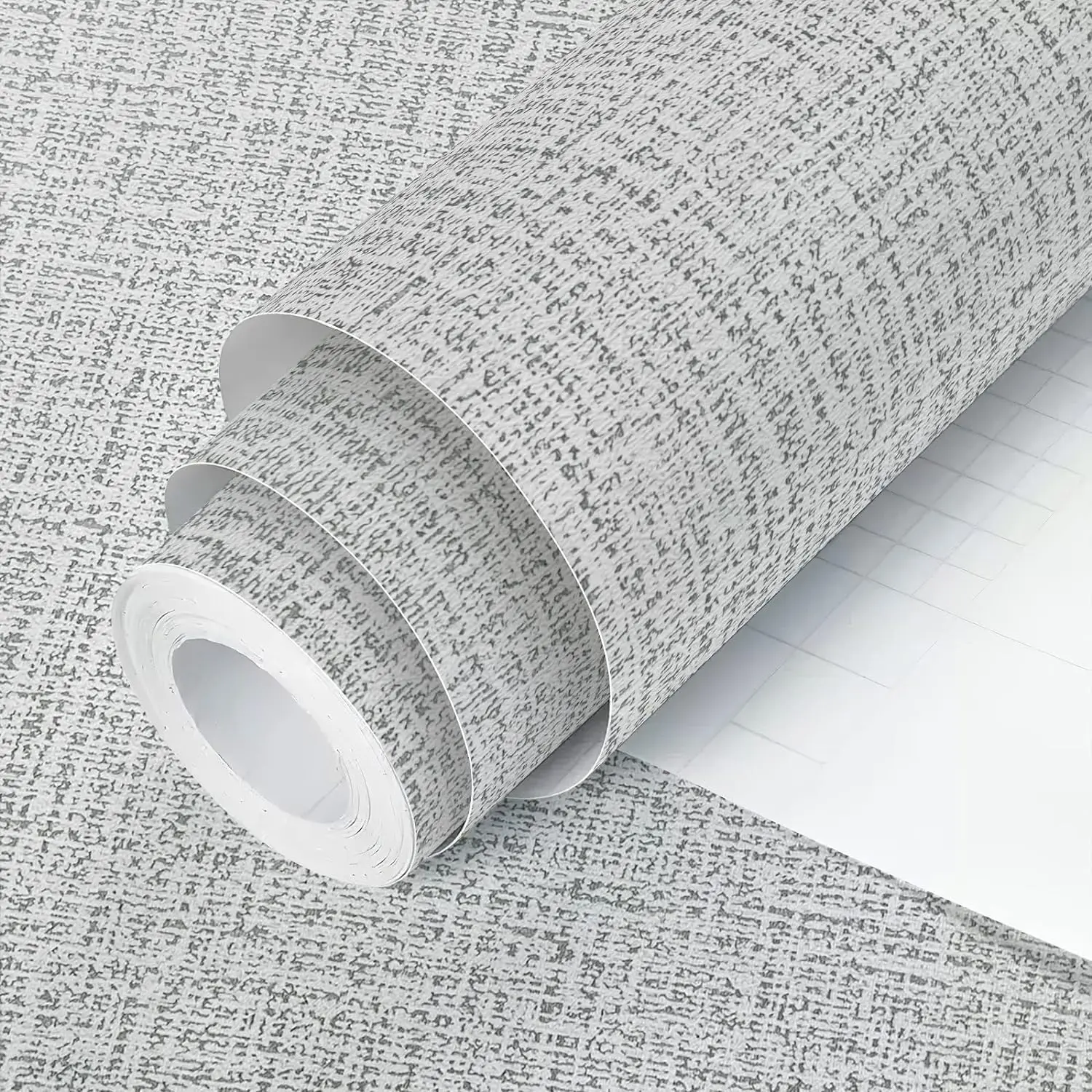 Grey Grasscloth Peel and Stick Wallpaper 17.7inchx118.1inch Textured Wallpaper Peel and Stick Grasscloth Wall Paper Grey Contact Paper for Cabinets Self Adhesive Removable Faux Linen Vinyl