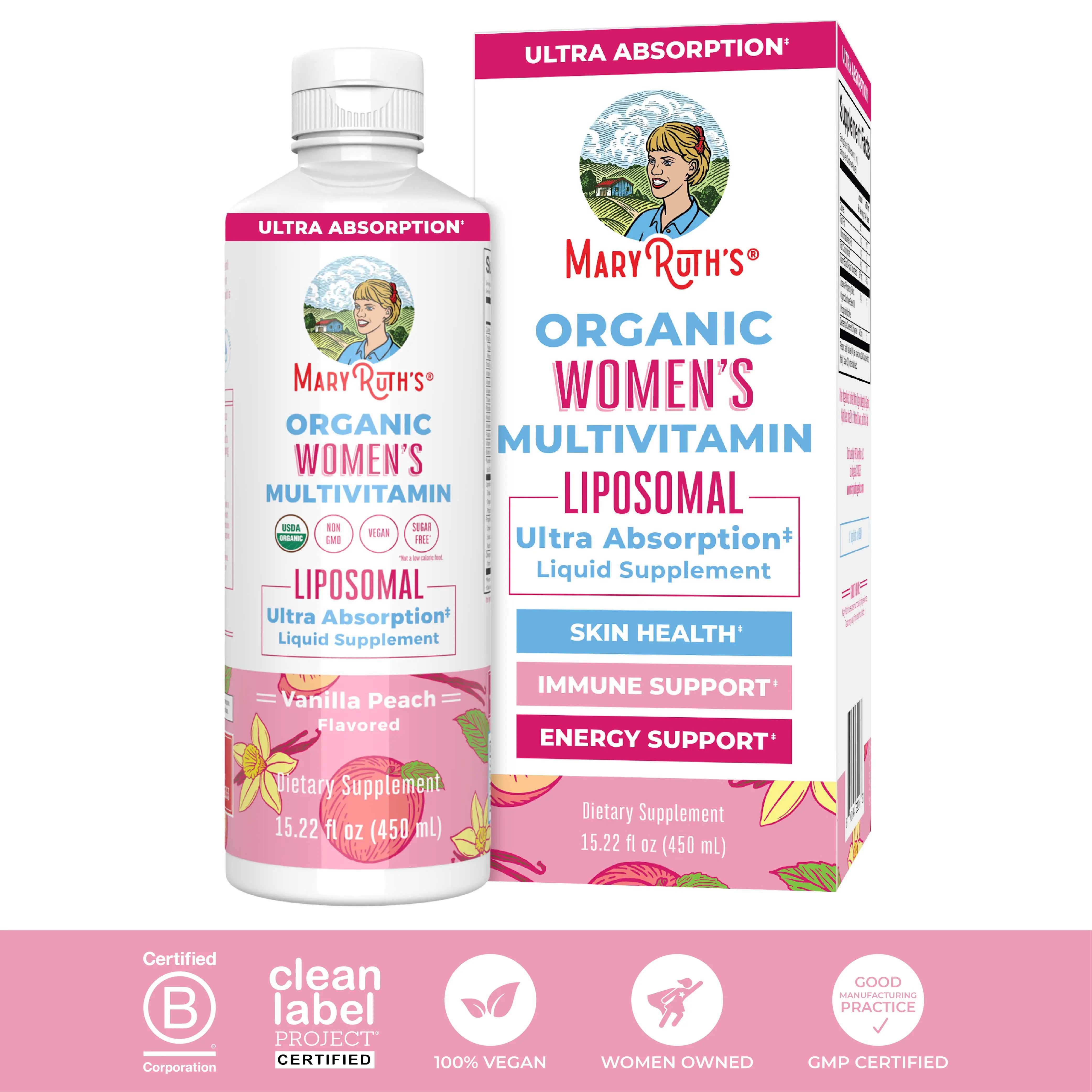 MaryRuth's USDA Organic Women's Multivitamin Liposomal - Sugar Free - Immune Sup...