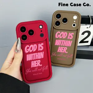 God Is Within Her Inspirational Quote Soft Phone Case for iPhone 17 Pro Max 16 Pro 15 Plus 14 Pro 13 12 11 XS Max XS XR & Samsung Galaxy S25 Ultra S24 Plus S23 shockproof protective faith design