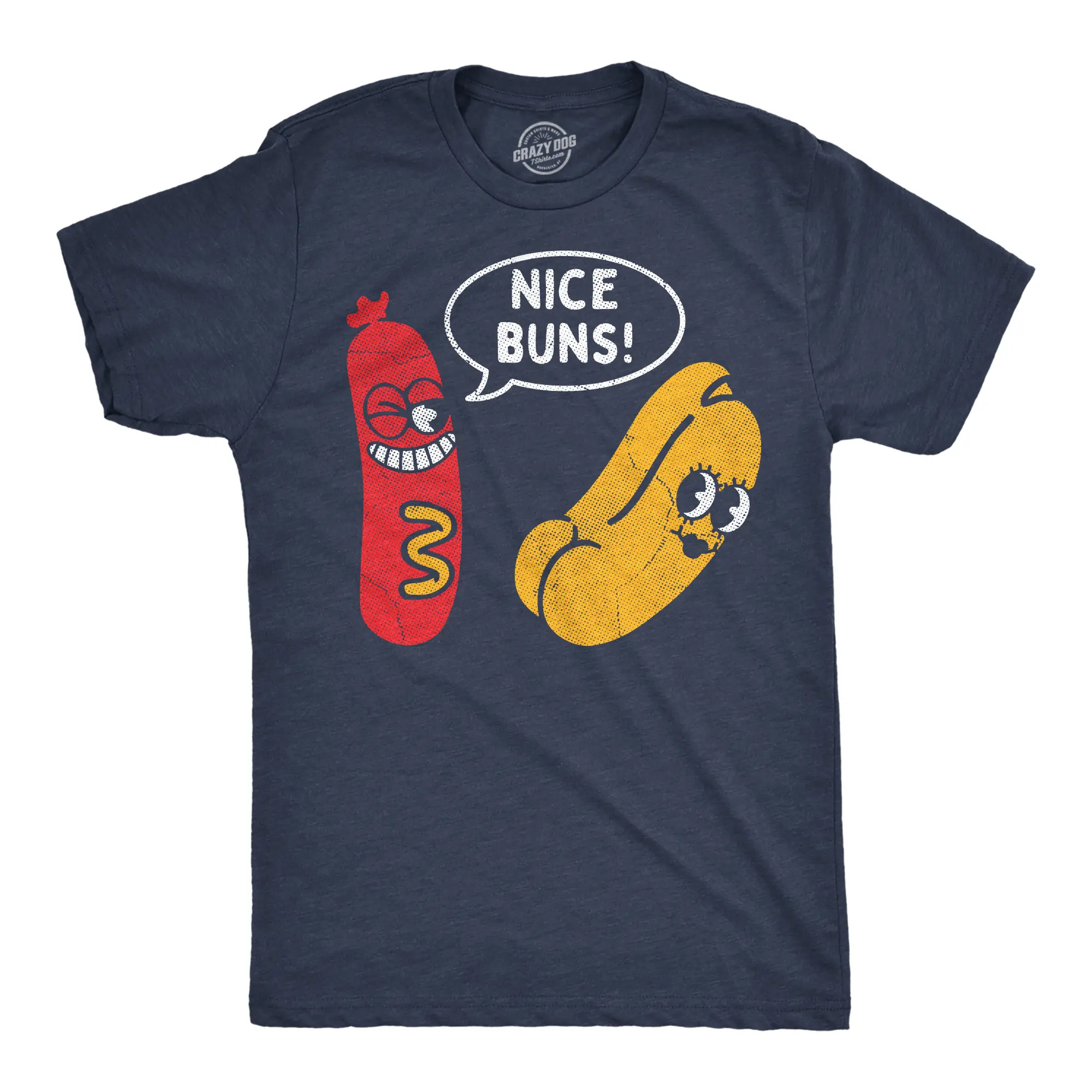Mens Funny T Shirts Nice Buns Sarcastic Hot Dog Graphic Novelty Tee for Men Mens Funny T Shirts Cool Tees Soft Stylish Casual Menswear Navy -