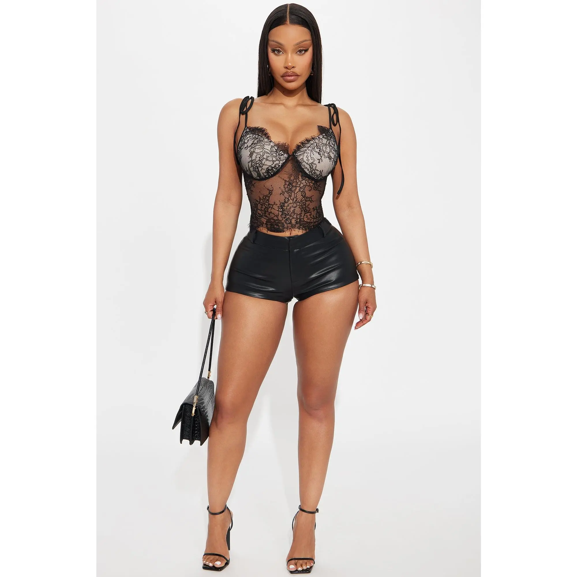 Kim Low Rise Faux Leather Micro Short - Black