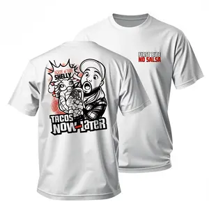 First Bite No Salsa (Shelly Shirt) - Tacos Now Later Design, White Crewneck T-Shirt for Everyday Wear