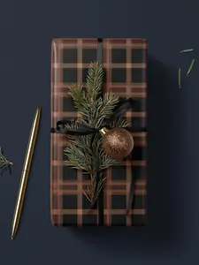 Brown Plaid Wrapping Paper Holiday Gift Wrap Christmas Present Wrapping Idea Christmas Party Gift Vintage Wrapping Paper Premium Gift Wrap
