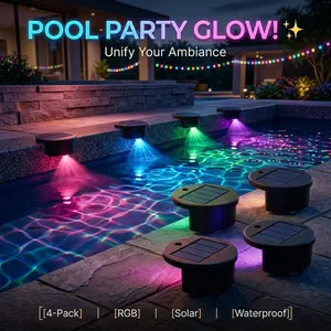 Summer Pool Party Glow! 4-Pack RGB Solar Lights - Floating Color Changing Mood Light for Backyard. Aesthetic Outdoor Decor for Night Swimming & Fun Party lamp Wireless