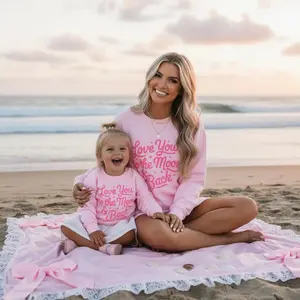 Mommy and Me Pink Sweatshirts, Love You to the Moon and Back
