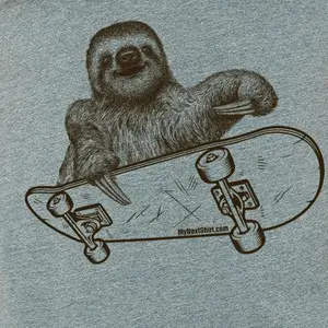 Sloth Riding A Skateboard Tshirt, Funny Sloth Shirt For Men, Guys Animal Print Tee, Screenprint Graphic Shirt 45790 2047