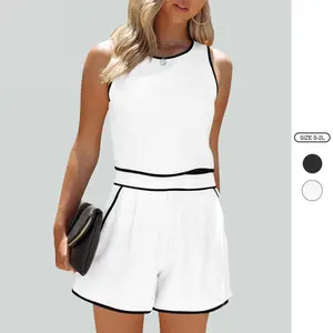 Imily Bela Womens Workout Sets 2 piece Sleeveless Tank Tops and Shorts Zip Back High Waist Summer Active Wear
