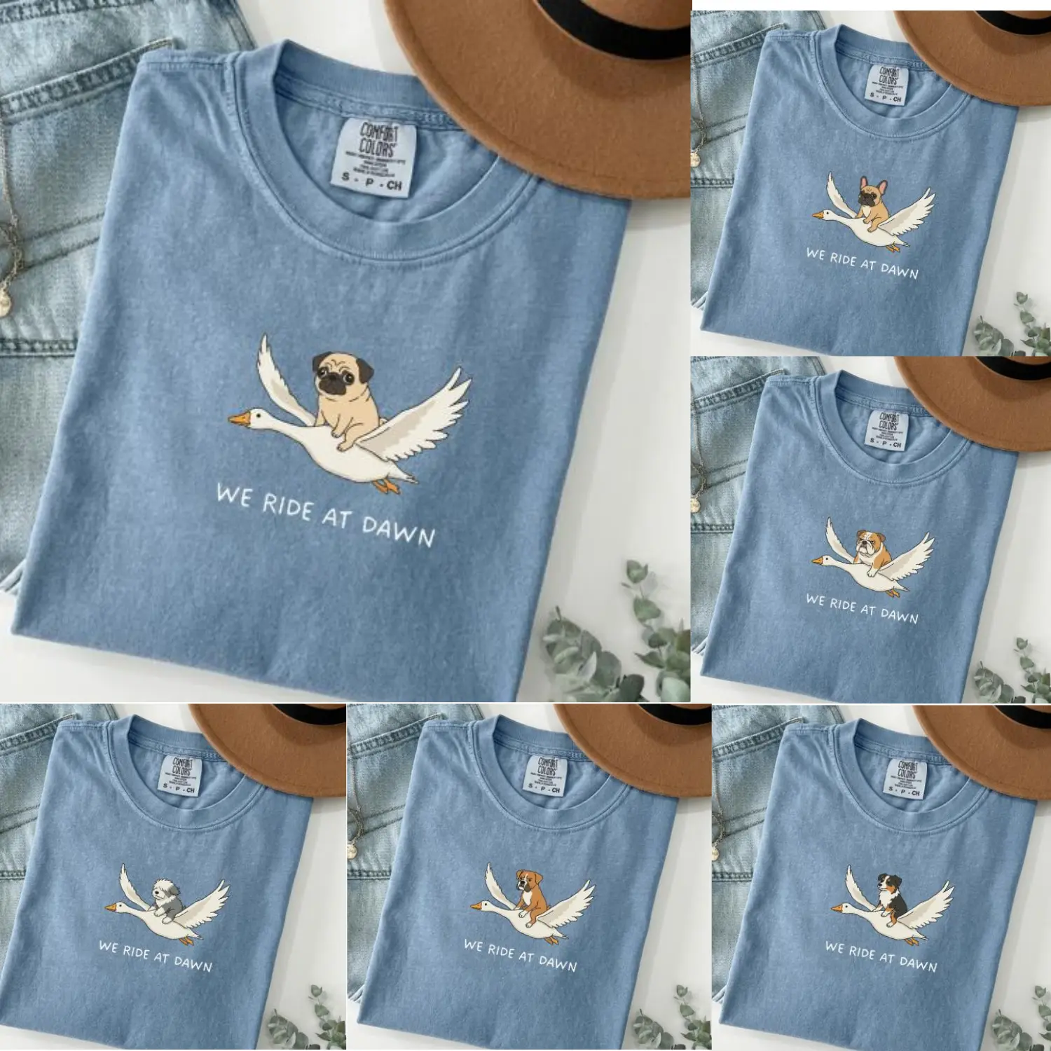 50+ Dog Breeds Comfort Colors Tee | We Ride at Dawn Funny Dog Shirt | Custom Dog Lover Gift