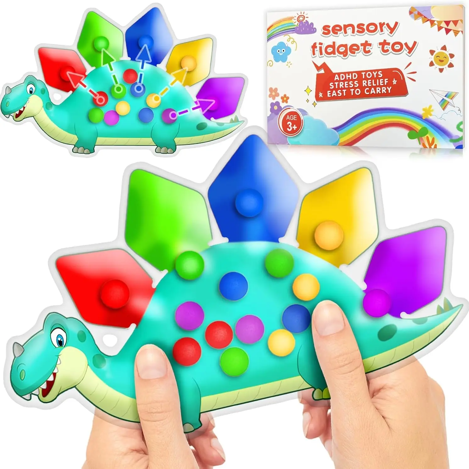 Easter Basket Stuffer Gift for Toddler Boys Dinosaur Color Sorting Sensory Toy Roadtrip Travel Essenstial Dementia Fine Motor Autism Fidget Preschool Classroom Activities for Kid Valentine Day Sensory Activity Board