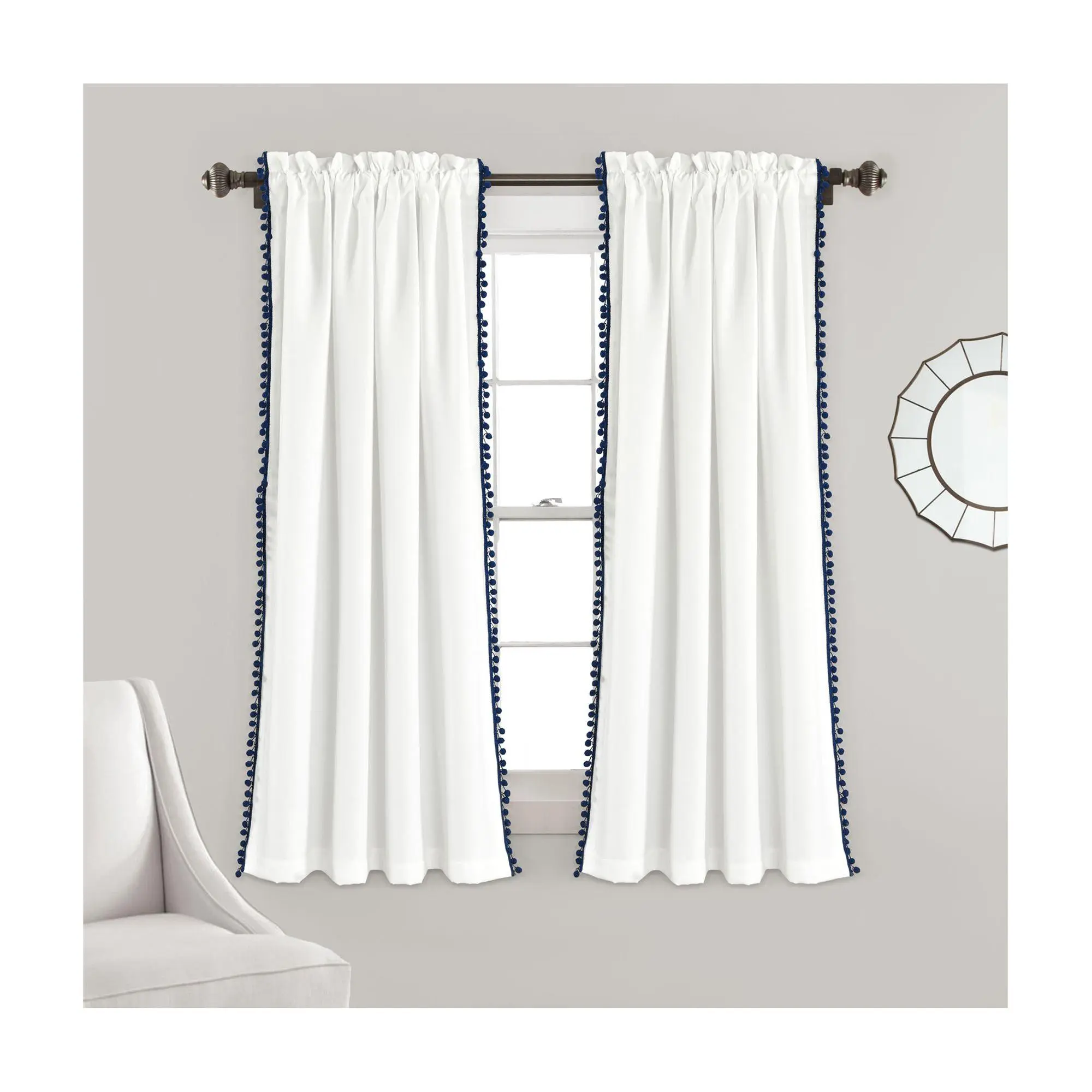 Lush Decor Pom Pom Window Curtain Single 50X63