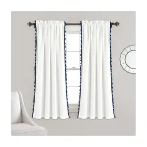 Lush Decor Pom Pom Window Curtain Single 50X63