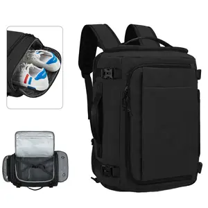 Women's Unisex Nylon Multi-Function Carry-On Luggage 41L Casual Travel Backpack - 15.6" Laptop Compartment, Waterproof, Quick Access, 40oz Water Bottle Fit, Durable Compact, Airline Flight Approved, Secure, 8 External Pockets, Shoe Compartment