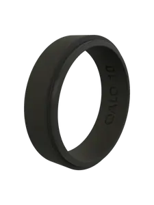 Men's Narrow Polished Step Edge Silicone Ring