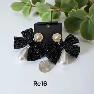 Bow Pearl Drop Earrings