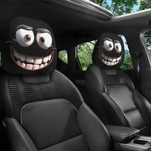 Skull Car Print Universal Elastic Pillow Case Set, Fun Funny Car Headrest Cover, 2 Piece Pack, Comfortable and Durable, Car Accessories