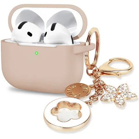Silicone Case for AirPods 5th/4th (2026/2024) with Cute KeyChain, Fashionable Earphone Protective Cover for Women, Stylish Accessory for AirPods 5/4 Gen