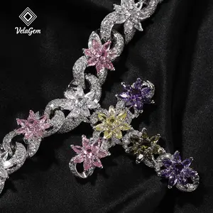 Baroque Rebellion Cross Necklace  Iced Color Blossom & Zircon Flower Chain | Unisex Attitude Jewelry