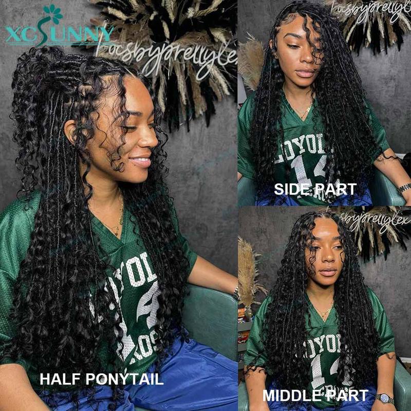 Crochet Boho Locs With Human Hair Curls Pre Looped Crochet Hair Jerry Curly Human Hair Ends For Black Women Synthetic Locs
