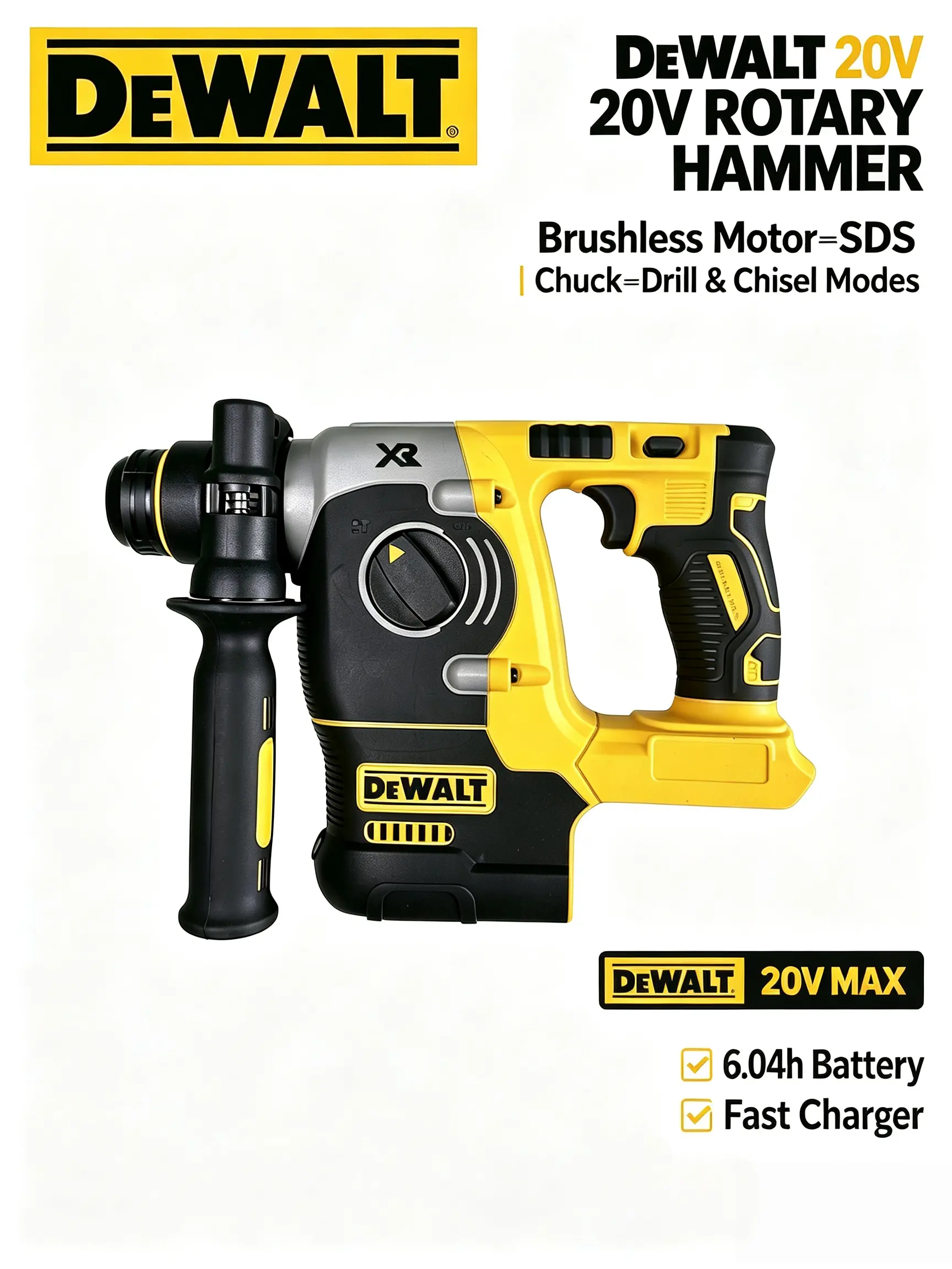 DeWALT DCH273 Rotary Hammer, SDS-Plus Brushless Hammer Drill for Concrete, Masonry & Chiseling