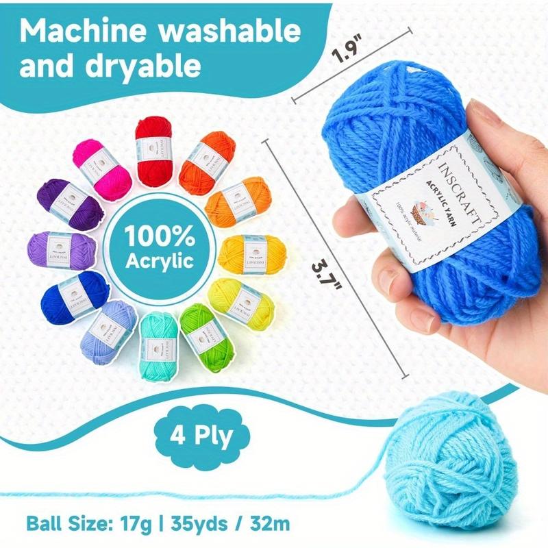 70/43Piece Complete Crochet Kit for Beginners  Acrylic Yarn Skeins 4 Crochet Hooks & 2 Knitting Needles with Needle Labels All-in-One DIY Knitting Supplies for Adults & Craft Lovers