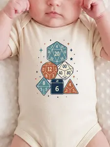 Polyhedral Dice Baby Onesie, Tabletop RPG Gamer Bodysuit, D20 Nerdy Baby Shower Gift, Fantasy Newborn Outfit, Pregnancy Announcement Onesie