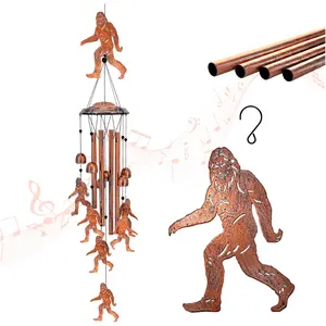 1 set of Wildman Wind Chimes Outdoor Copper Big Foot Wind Chimes Outdoor - Mysterious Snowman Garden Decoration, handmade metal wind chimes, suitable for terraces, unique gift, suitable for mystery enthusiasts and Halloween