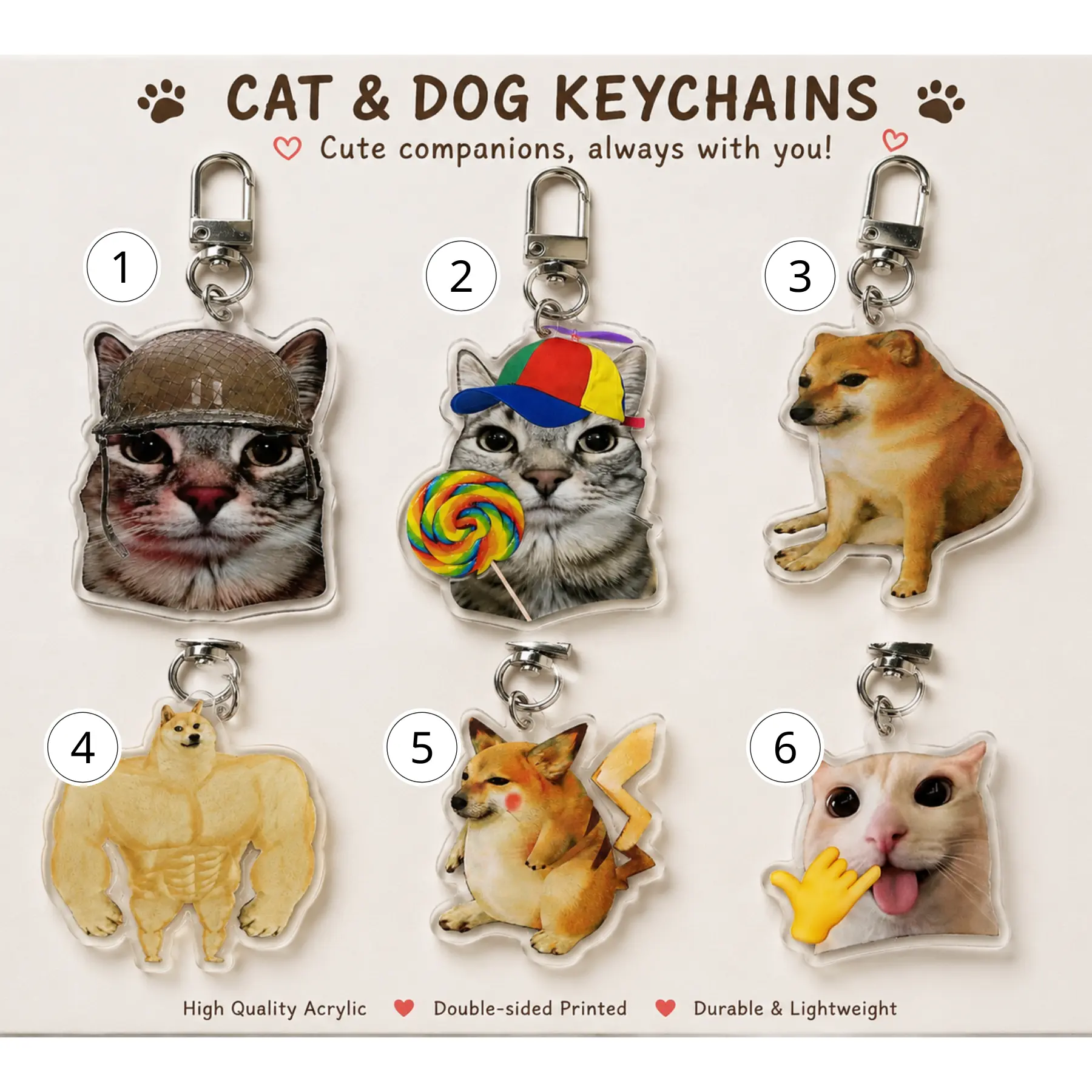 Funny Meme Keychain - 2 Side Keychain, Funny Keychain, Meme Keychain, Cat Memorial Gift, Holiday Gift for Pet Lovers, Dog Keychain