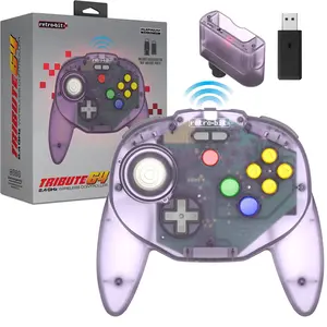 Retro-Bit Tribute 64 Wireless Controller for Nintendo 64, Switch Online, PC, MacOS, RetroPie, Raspberry Pi and Other USB Devices - Atomic Purple
