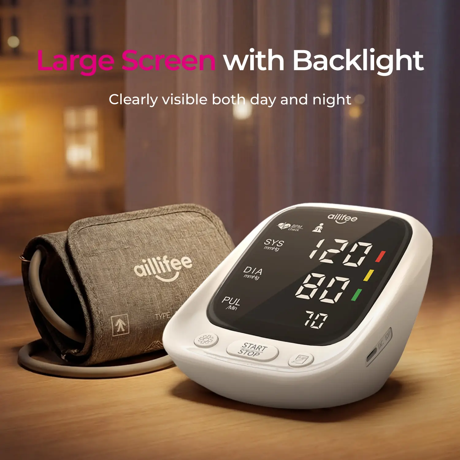Upper Arm Blood Pressure Monitor - FDA Cleared Automatic BP Machine, Digital Health Monitor with Large LED Screen, Type-C Rechargeable, 22-42cm Wide Cuff, Heart Rate & Cardiovascular Health Tracker, Home Use with Storage Case